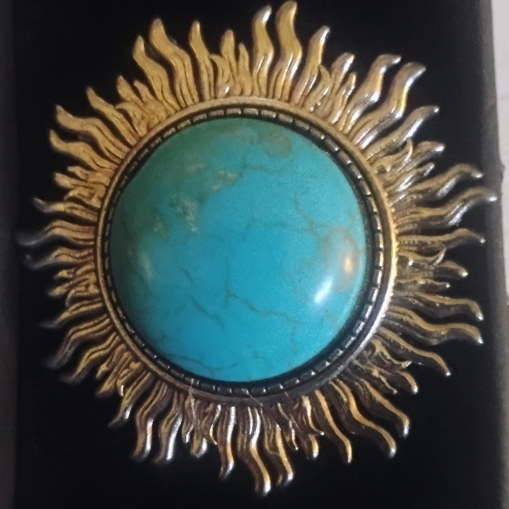 Turquoise Sunburst Brooch